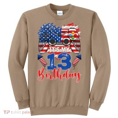 Its My 13th Birthday 13 Years Old July 4th Gamer Controller Sweatshirt
