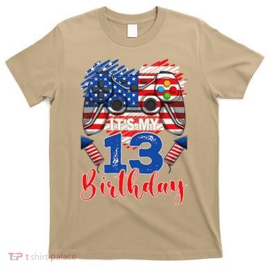 Its My 13th Birthday 13 Years Old July 4th Gamer Controller T-Shirt