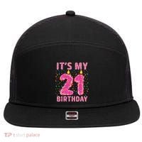 It's My 21st Birthday Sweet Donut 21 Years Old 7 Panel Mesh Trucker Snapback Hat thumb 0
