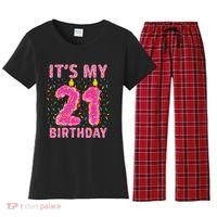 It's My 21st Birthday Sweet Donut 21 Years Old Women's Flannel Pajama Set thumb 0