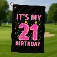 It's My 21st Birthday Sweet Donut 21 Years Old Golf Towel thumb 1