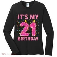 It's My 21st Birthday Sweet Donut 21 Years Old Women's Long Sleeve Shirt thumb 0