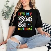 ItS My 2nd Birthday Boy 2 Two Racing Car Flag Race Car Comfort Colors T-Shirt thumb 2