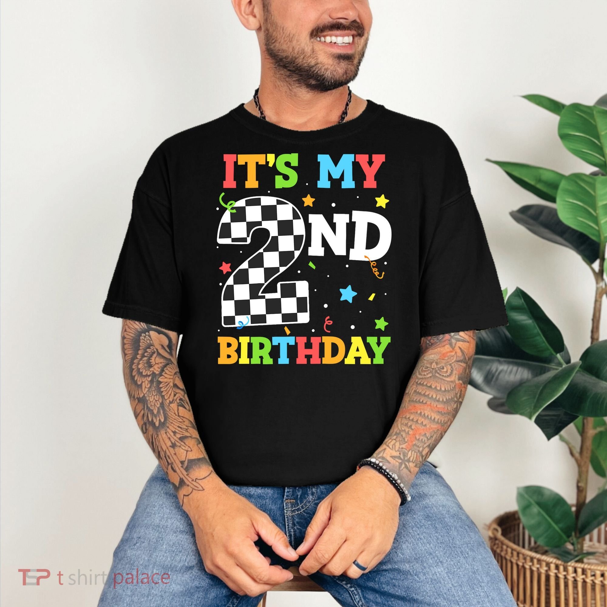 ItS My 2nd Birthday Boy 2 Two Racing Car Flag Race Car Comfort Colors T-Shirt