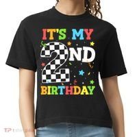 ItS My 2nd Birthday Boy 2 Two Racing Car Flag Race Car Comfort Colors Boxy T-Shirt thumb 0