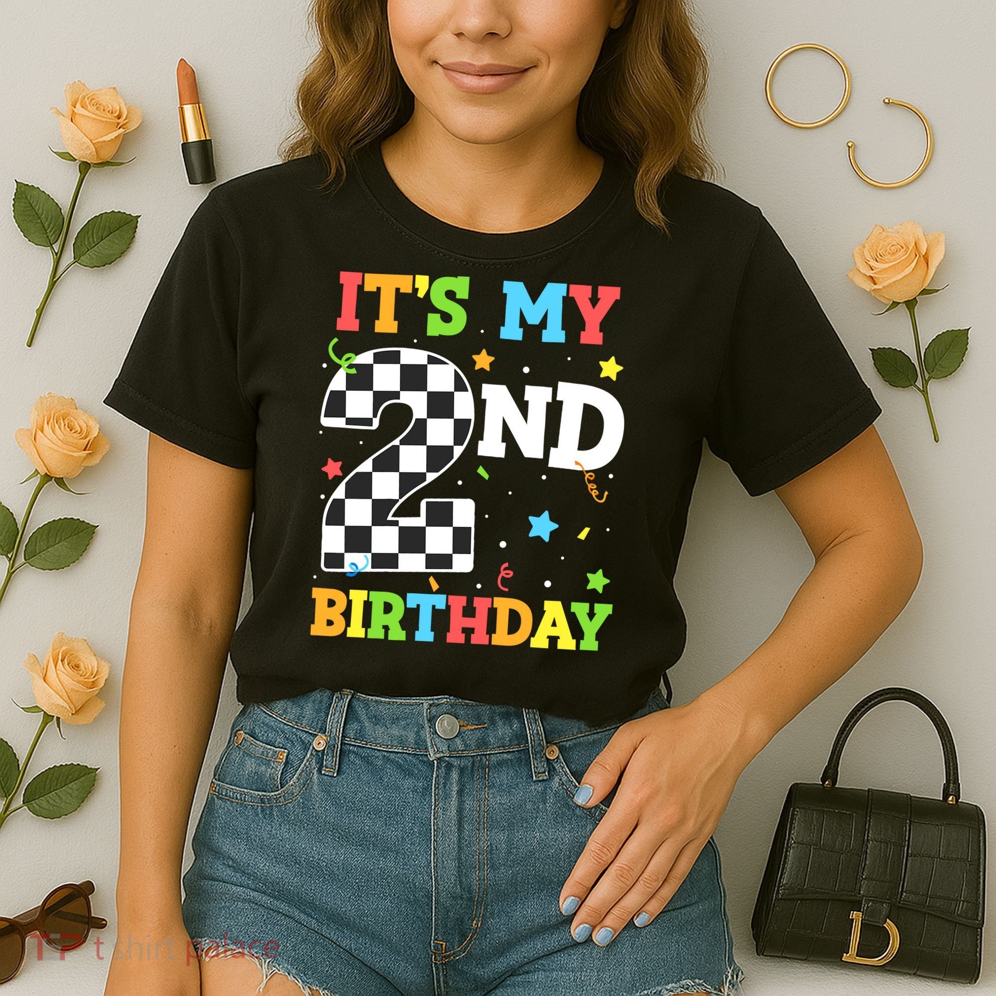 ItS My 2nd Birthday Boy 2 Two Racing Car Flag Race Car Comfort Colors Boxy T-Shirt