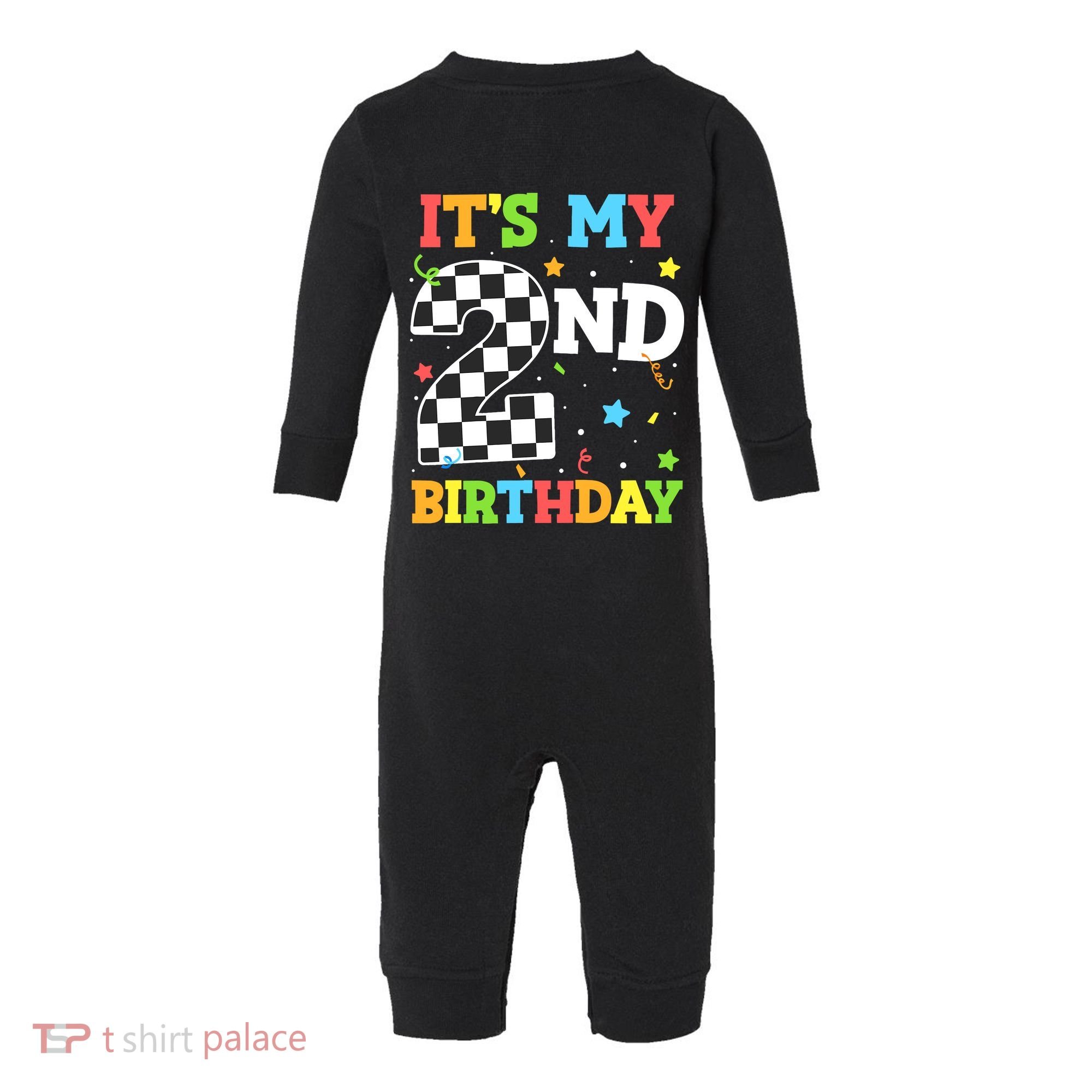 ItS My 2nd Birthday Boy 2 Two Racing Car Flag Race Car Infant Fleece One Piece