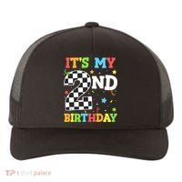 ItS My 2nd Birthday Boy 2 Two Racing Car Flag Race Car Yupoong Adult 5-Panel Trucker Hat thumb 0