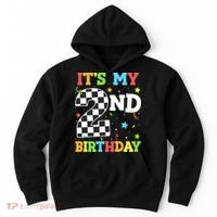 ItS My 2nd Birthday Boy 2 Two Racing Car Flag Race Car Hoodie thumb 0