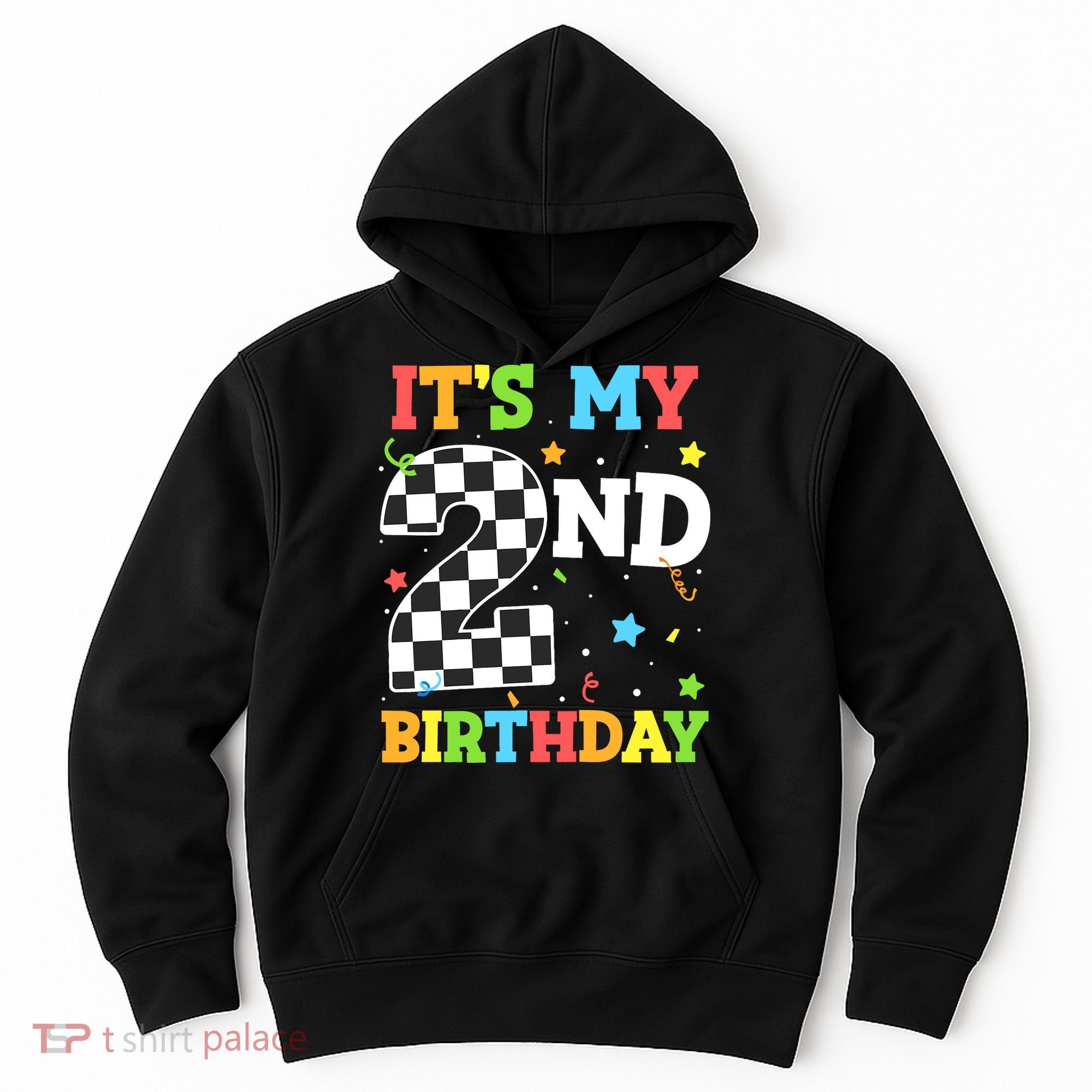 ItS My 2nd Birthday Boy 2 Two Racing Car Flag Race Car Hoodie