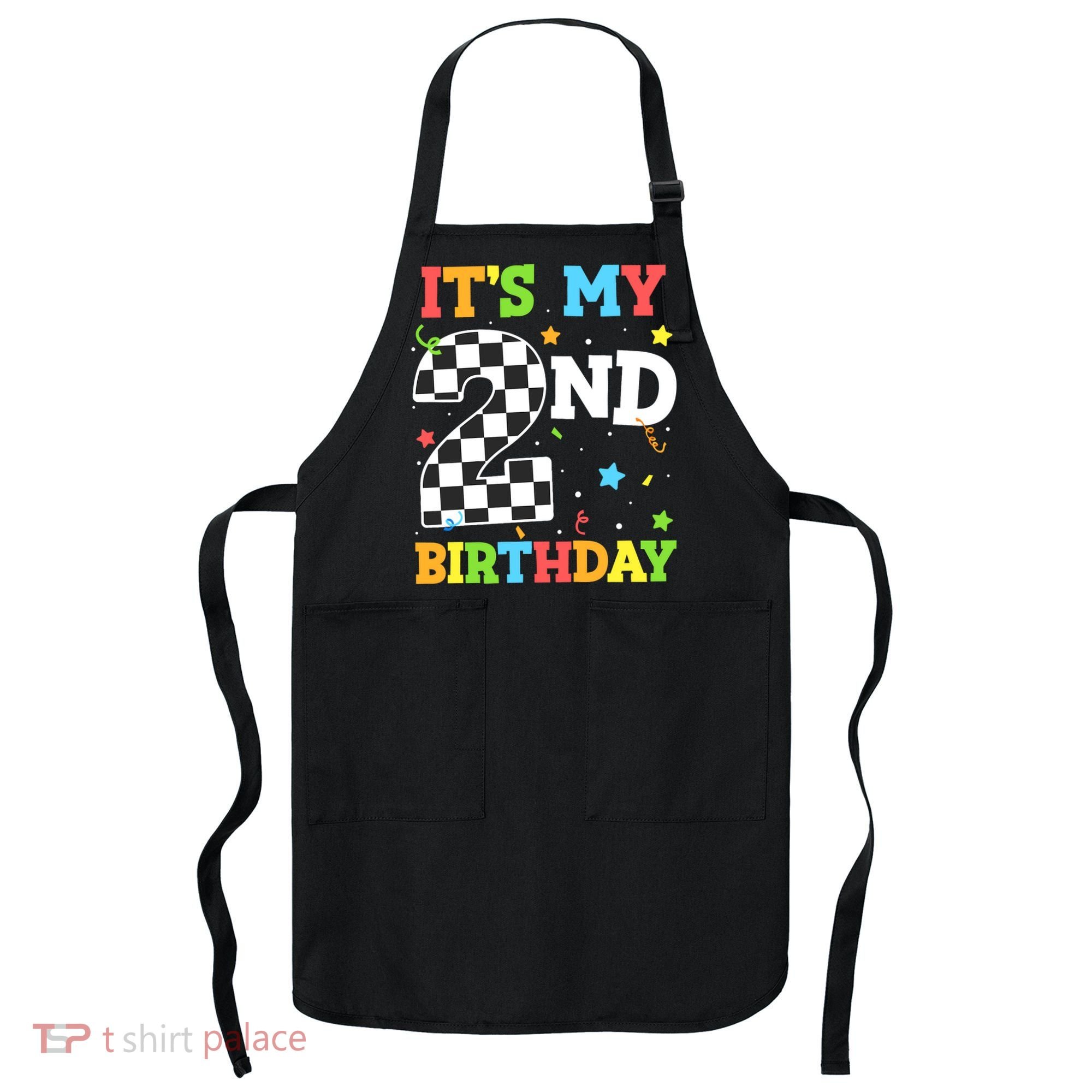 ItS My 2nd Birthday Boy 2 Two Racing Car Flag Race Car Apron
