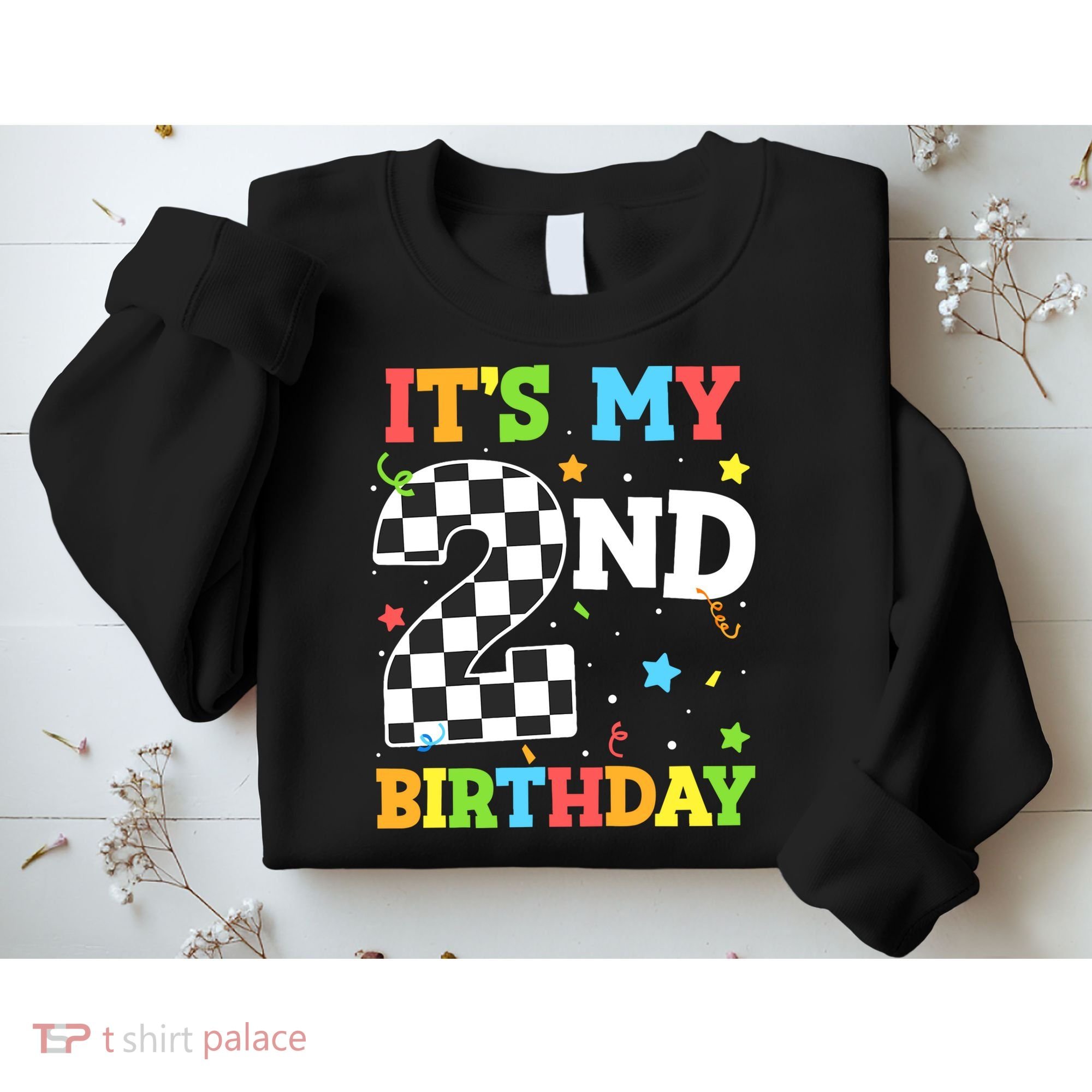 ItS My 2nd Birthday Boy 2 Two Racing Car Flag Race Car Sweatshirt