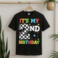 ItS My 2nd Birthday Boy 2 Two Racing Car Flag Race Car T-Shirt thumb 2