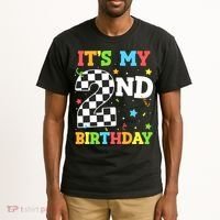 ItS My 2nd Birthday Boy 2 Two Racing Car Flag Race Car Tall T-Shirt thumb 2