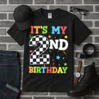 ItS My 2nd Birthday Boy 2 Two Racing Car Flag Race Car Tall T-Shirt thumb 3