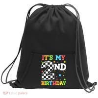 ItS My 2nd Birthday Boy 2 Two Racing Car Flag Race Car Sweatshirt Cinch Pack Bag thumb 0