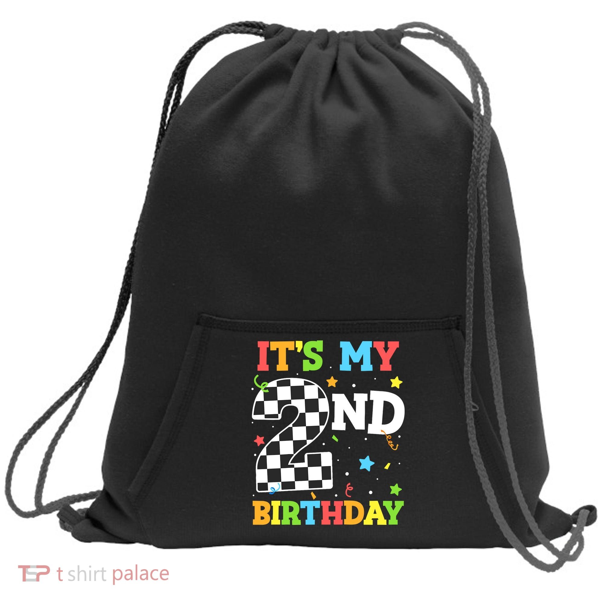 ItS My 2nd Birthday Boy 2 Two Racing Car Flag Race Car Sweatshirt Cinch Pack Bag
