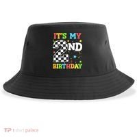 ItS My 2nd Birthday Boy 2 Two Racing Car Flag Race Car Sustainable Bucket Hat thumb 0