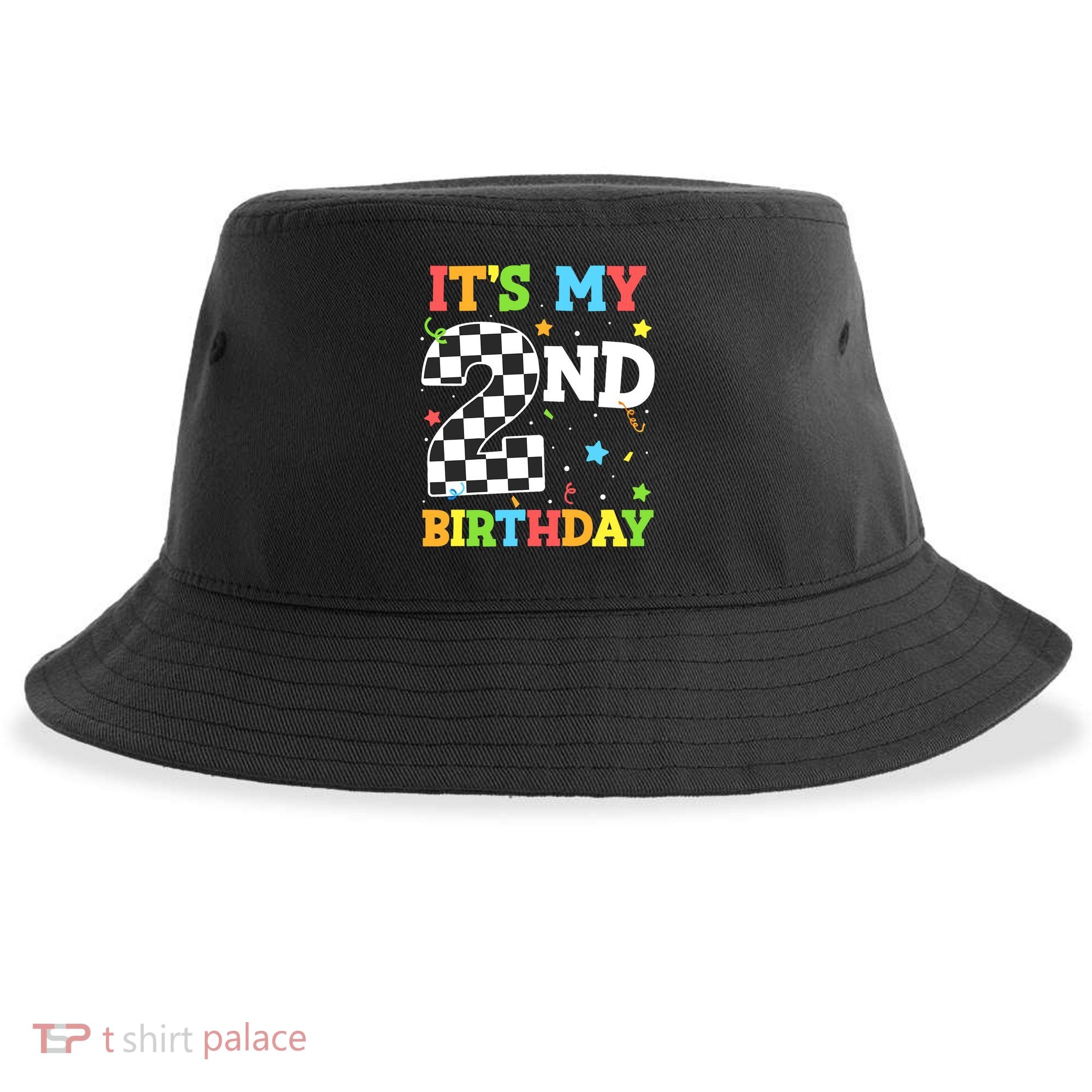 ItS My 2nd Birthday Boy 2 Two Racing Car Flag Race Car Sustainable Bucket Hat