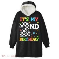 ItS My 2nd Birthday Boy 2 Two Racing Car Flag Race Car Hooded Wearable Blanket thumb 0