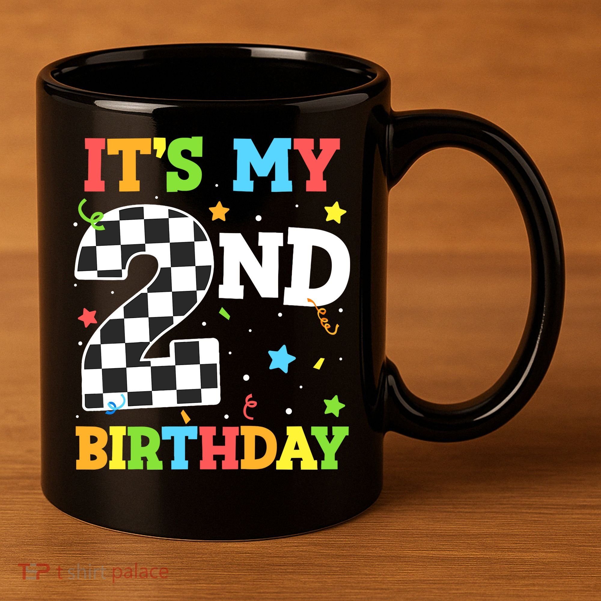 ItS My 2nd Birthday Boy 2 Two Racing Car Flag Race Car 11oz C Handle Ceramic Mug