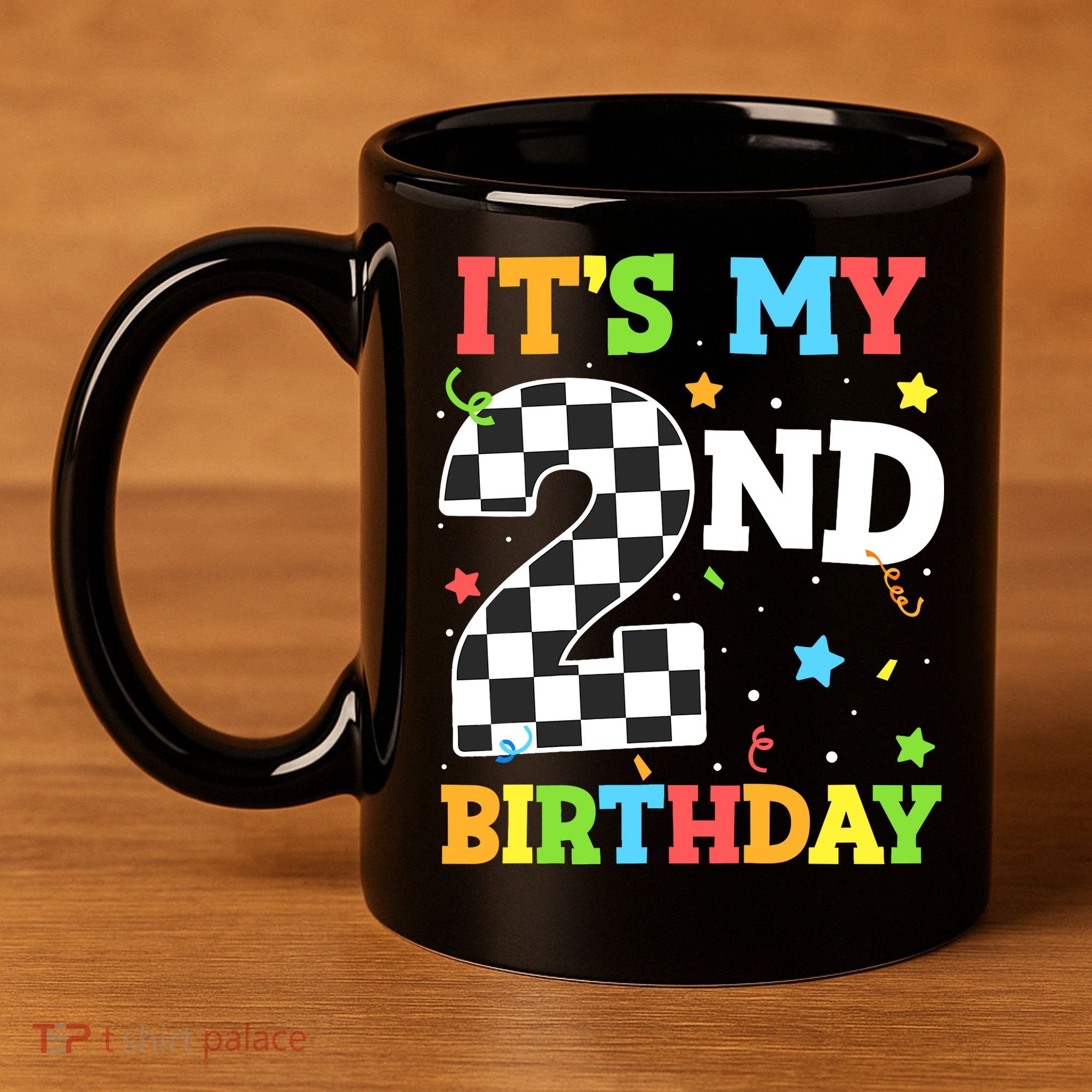 ItS My 2nd Birthday Boy 2 Two Racing Car Flag Race Car 11oz C Handle Ceramic Mug