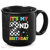 ItS My 2nd Birthday Boy 2 Two Racing Car Flag Race Car 15oz Campfire Ceramic Mug thumb 0