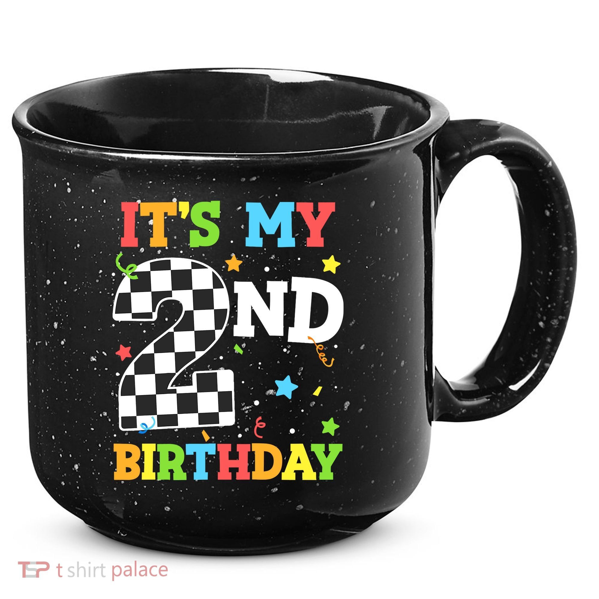 ItS My 2nd Birthday Boy 2 Two Racing Car Flag Race Car 15oz Campfire Ceramic Mug