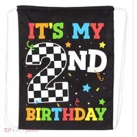 ItS My 2nd Birthday Boy 2 Two Racing Car Flag Race Car Drawstring Bag thumb 0
