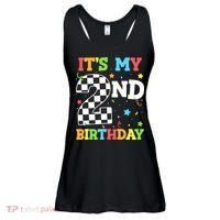 ItS My 2nd Birthday Boy 2 Two Racing Car Flag Race Car Ladies Essential Flowy Tank thumb 0