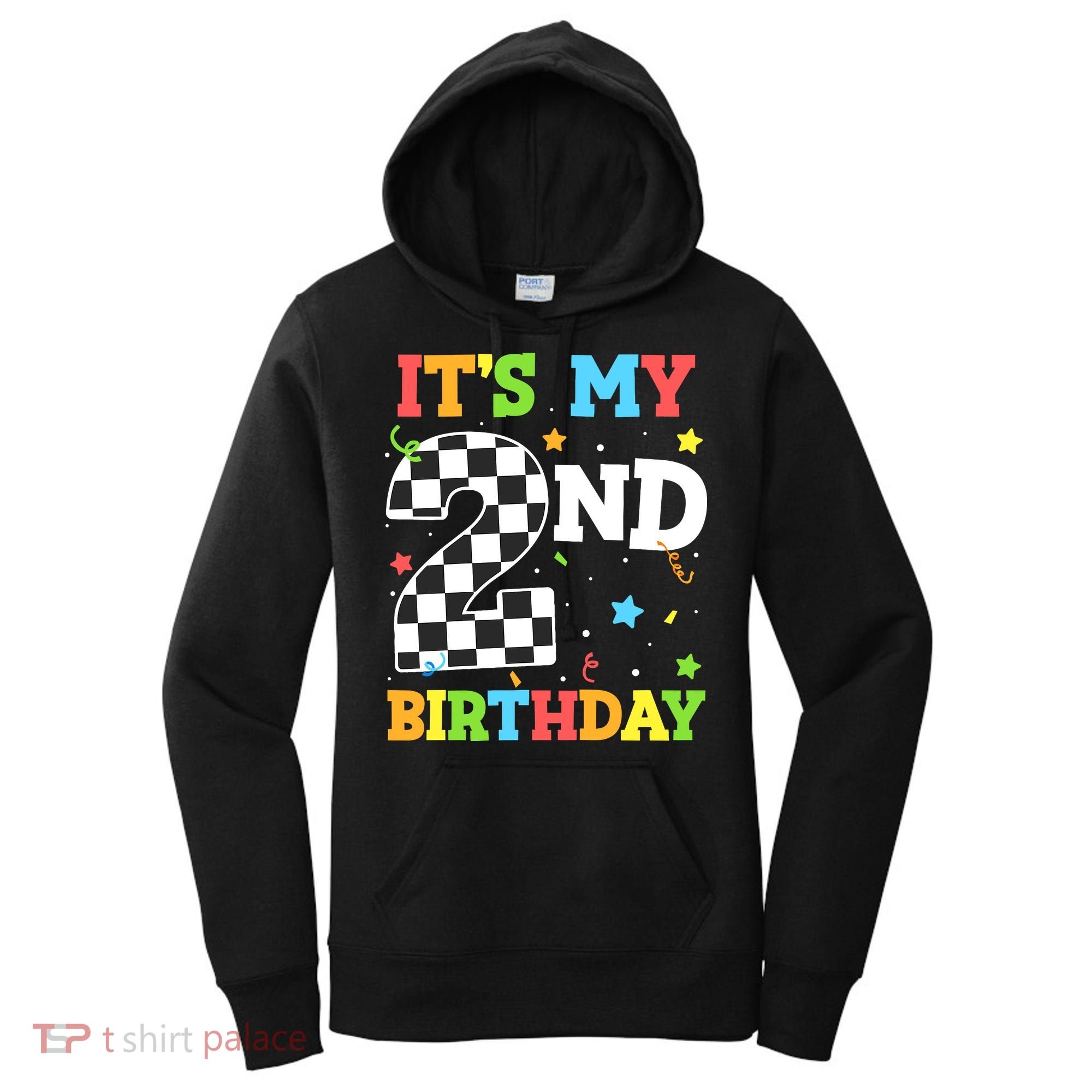 ItS My 2nd Birthday Boy 2 Two Racing Car Flag Race Car Women's Hoodie