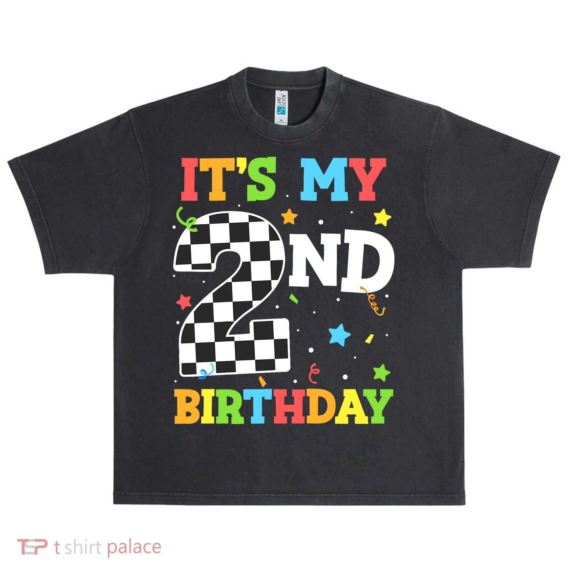 ItS My 2nd Birthday Boy 2 Two Racing Car Flag Race Car Urban Oversized Heavyweight T-Shirt
