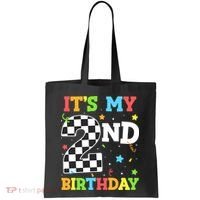 ItS My 2nd Birthday Boy 2 Two Racing Car Flag Race Car Tote Bag thumb 0