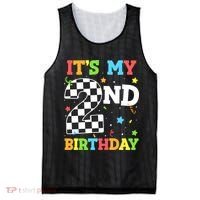 ItS My 2nd Birthday Boy 2 Two Racing Car Flag Race Car Mesh Reversible Basketball Jersey Tank thumb 0
