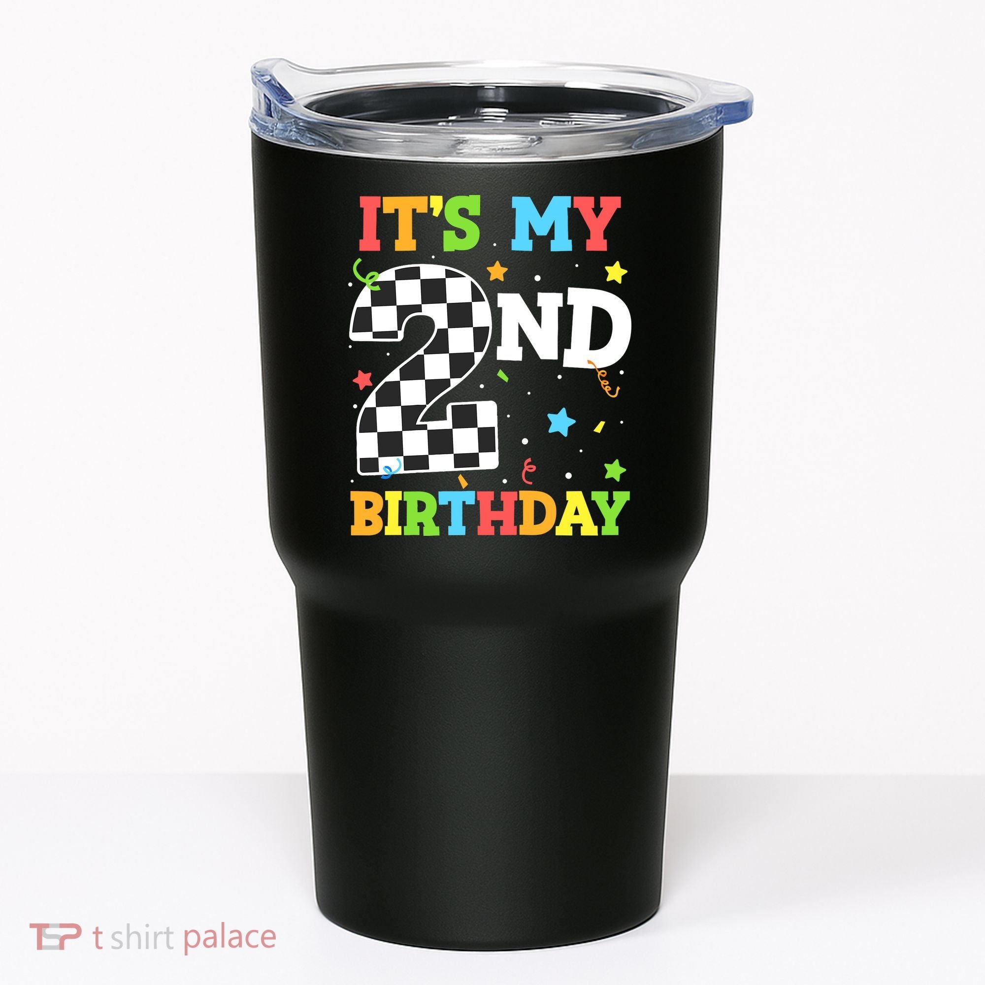 ItS My 2nd Birthday Boy 2 Two Racing Car Flag Race Car Tumbler