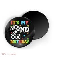ItS My 2nd Birthday Boy 2 Two Racing Car Flag Race Car Magnet thumb 0