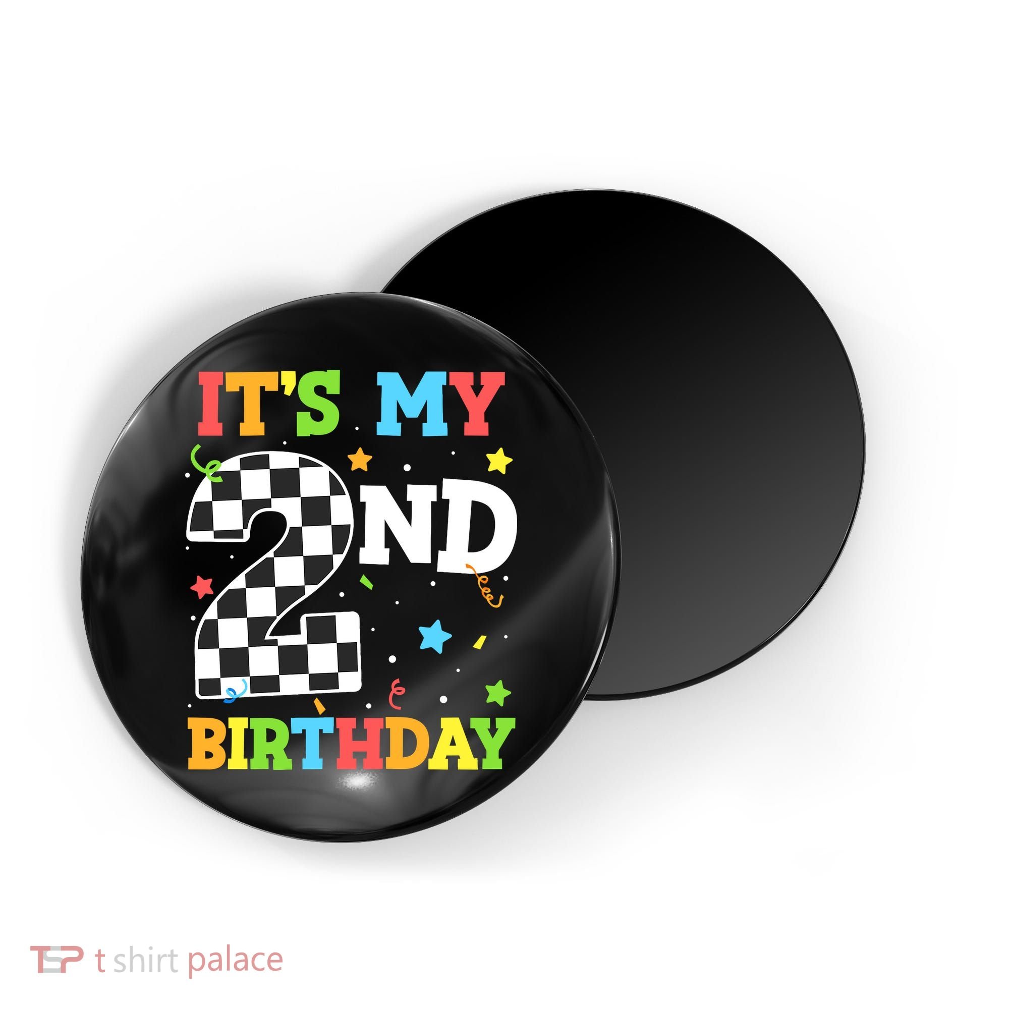 ItS My 2nd Birthday Boy 2 Two Racing Car Flag Race Car Magnet