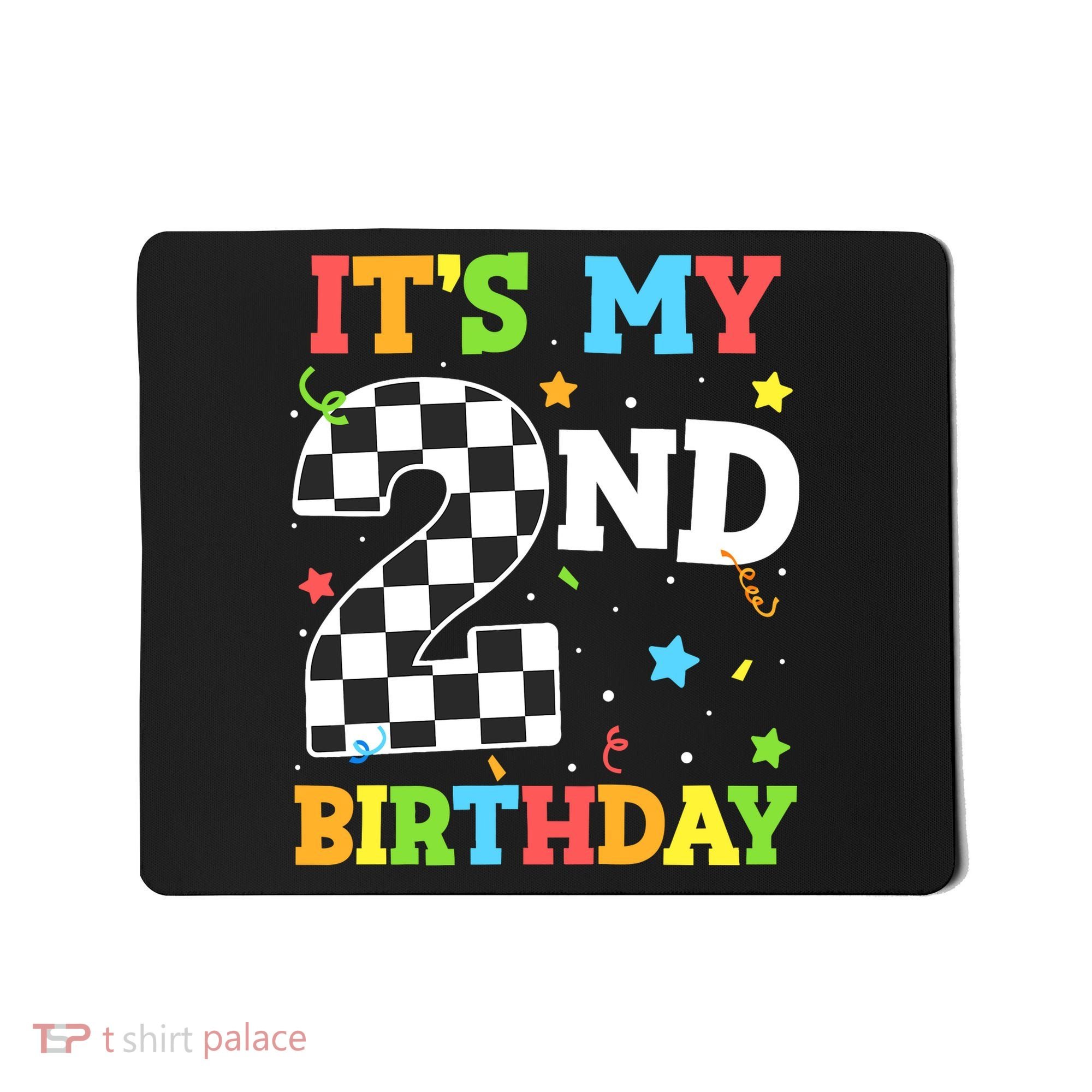 ItS My 2nd Birthday Boy 2 Two Racing Car Flag Race Car Mousepad
