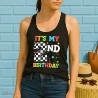 ItS My 2nd Birthday Boy 2 Two Racing Car Flag Race Car Women's Tank Top thumb 2