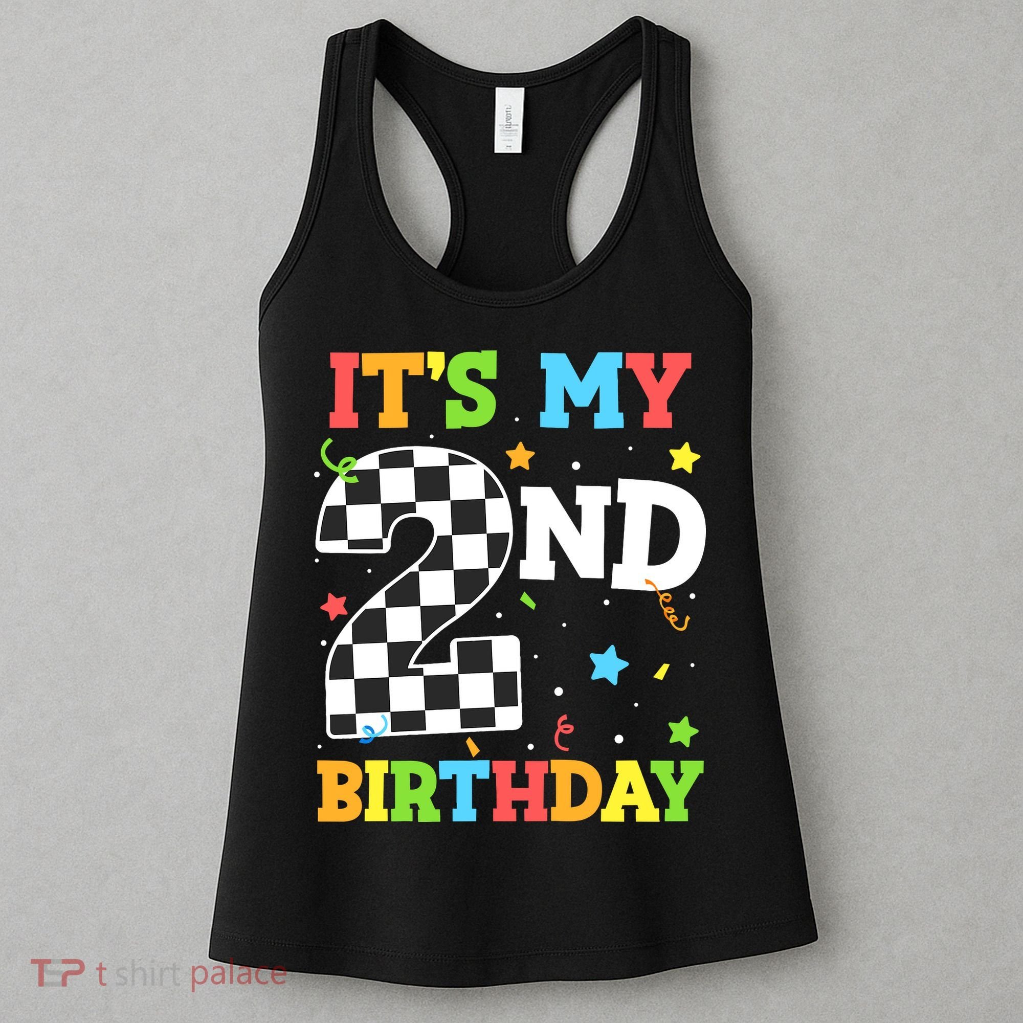ItS My 2nd Birthday Boy 2 Two Racing Car Flag Race Car Women's Tank Top
