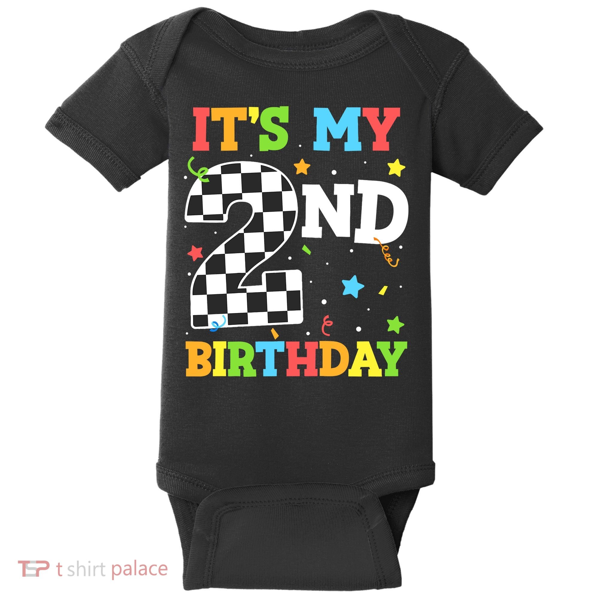 ItS My 2nd Birthday Boy 2 Two Racing Car Flag Race Car Baby Bodysuit