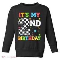 ItS My 2nd Birthday Boy 2 Two Racing Car Flag Race Car Toddler Sweatshirt thumb 0