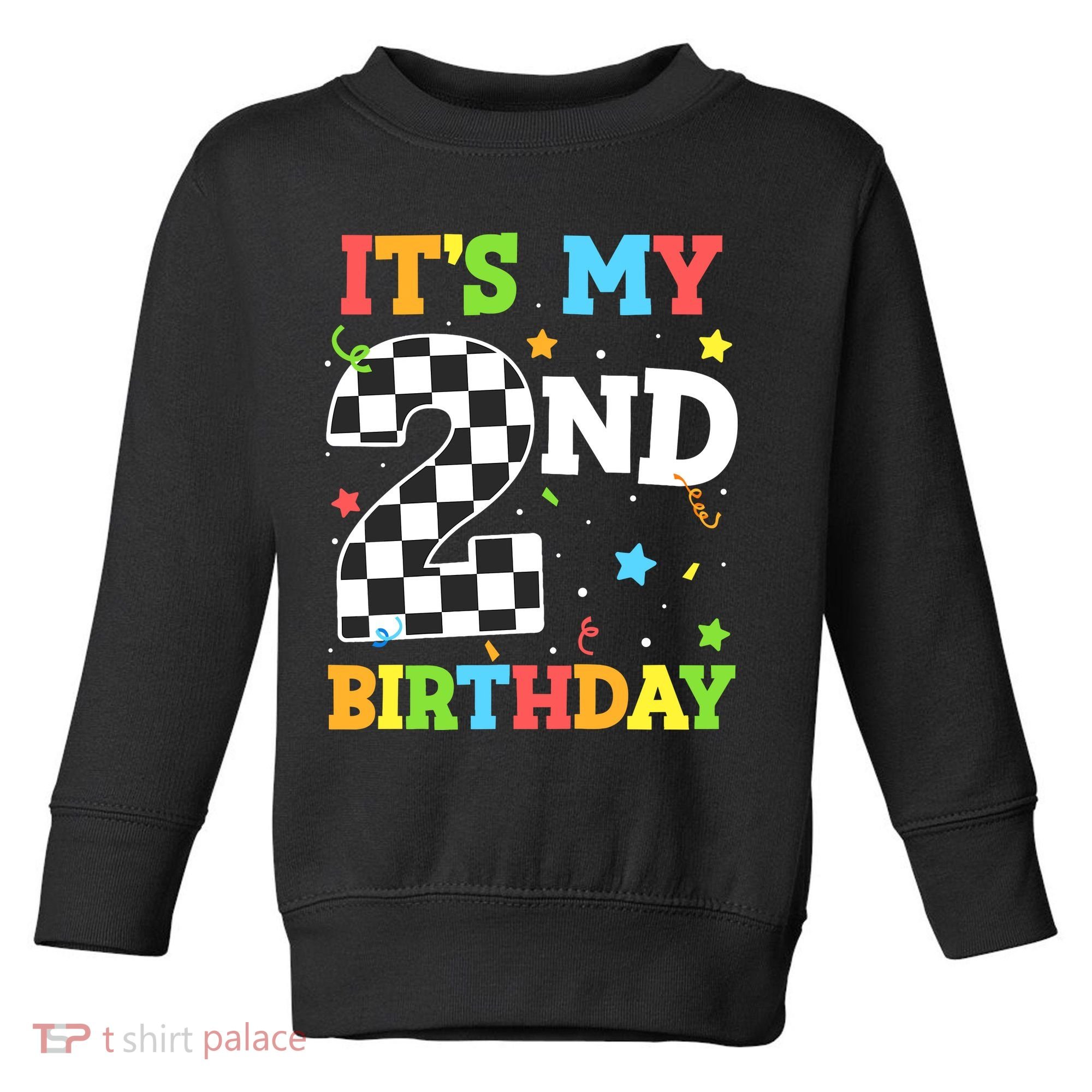 ItS My 2nd Birthday Boy 2 Two Racing Car Flag Race Car Toddler Sweatshirt