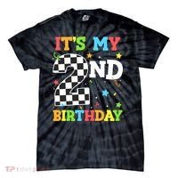 ItS My 2nd Birthday Boy 2 Two Racing Car Flag Race Car Tie-Dye T-Shirt thumb 0