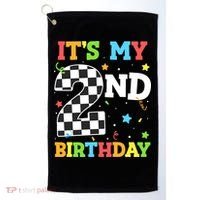 ItS My 2nd Birthday Boy 2 Two Racing Car Flag Race Car Golf Towel thumb 0