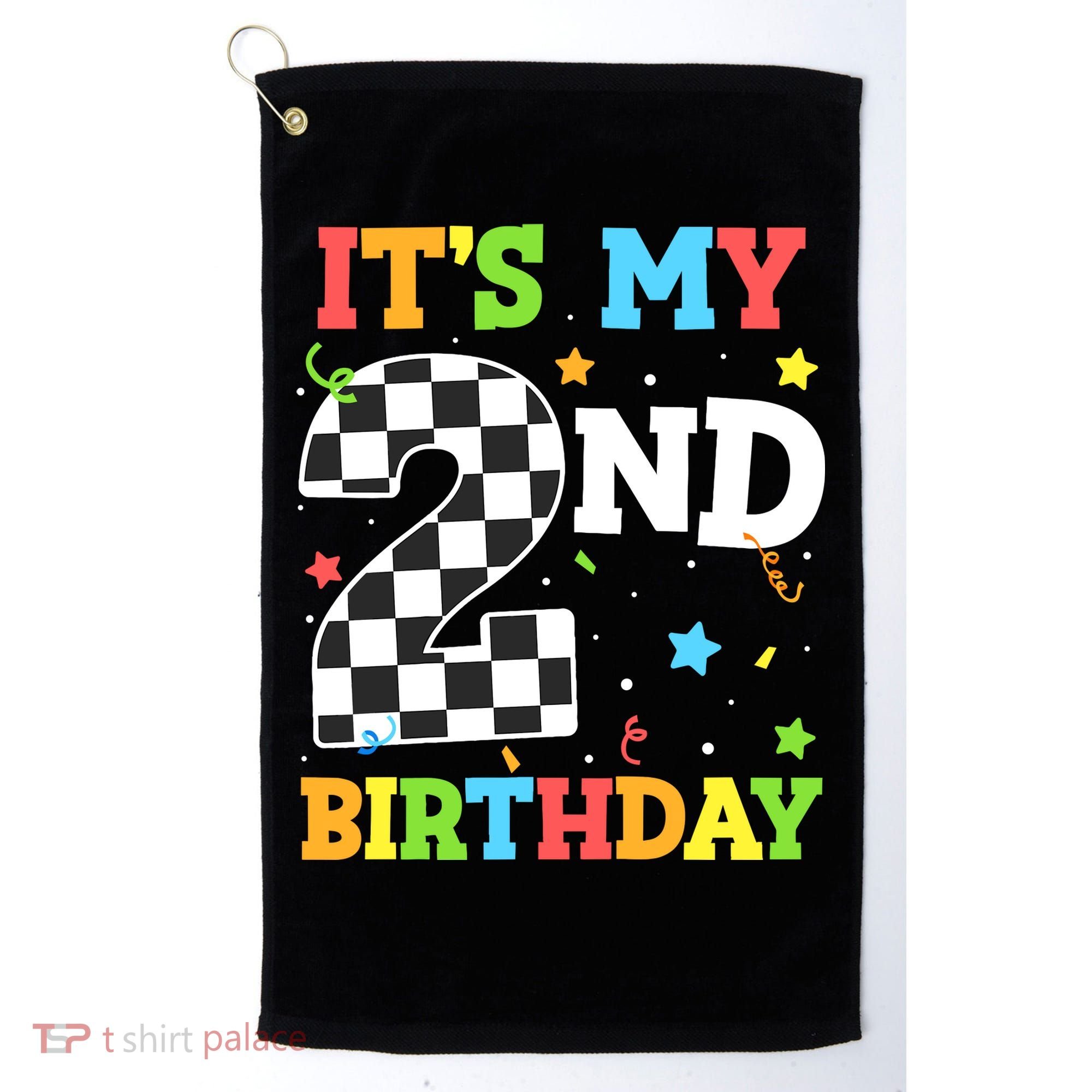 ItS My 2nd Birthday Boy 2 Two Racing Car Flag Race Car Golf Towel