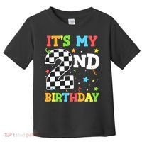ItS My 2nd Birthday Boy 2 Two Racing Car Flag Race Car Toddler T-Shirt thumb 0