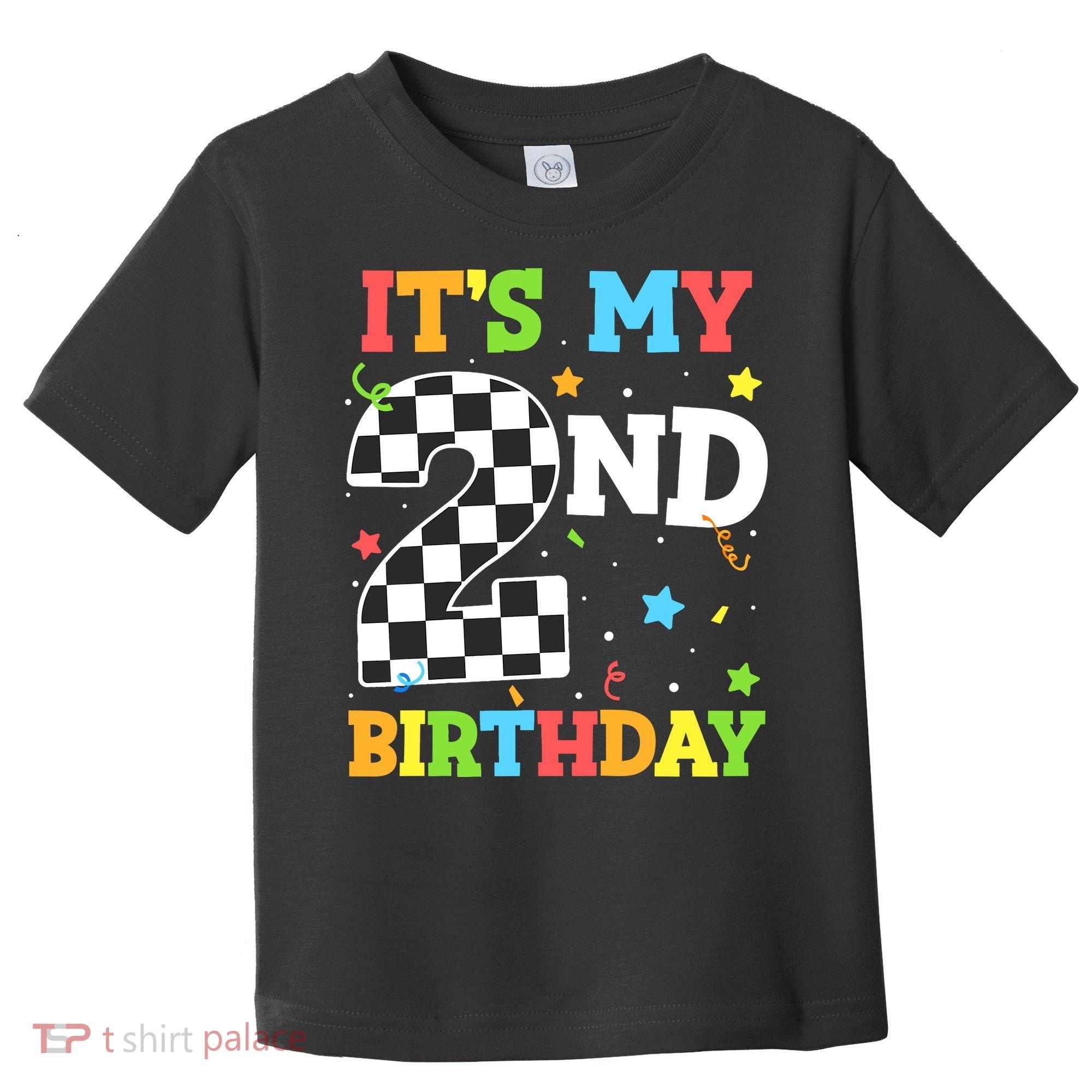 ItS My 2nd Birthday Boy 2 Two Racing Car Flag Race Car Toddler T-Shirt