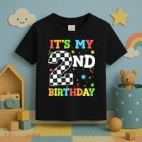 ItS My 2nd Birthday Boy 2 Two Racing Car Flag Race Car Toddler T-Shirt thumb 3