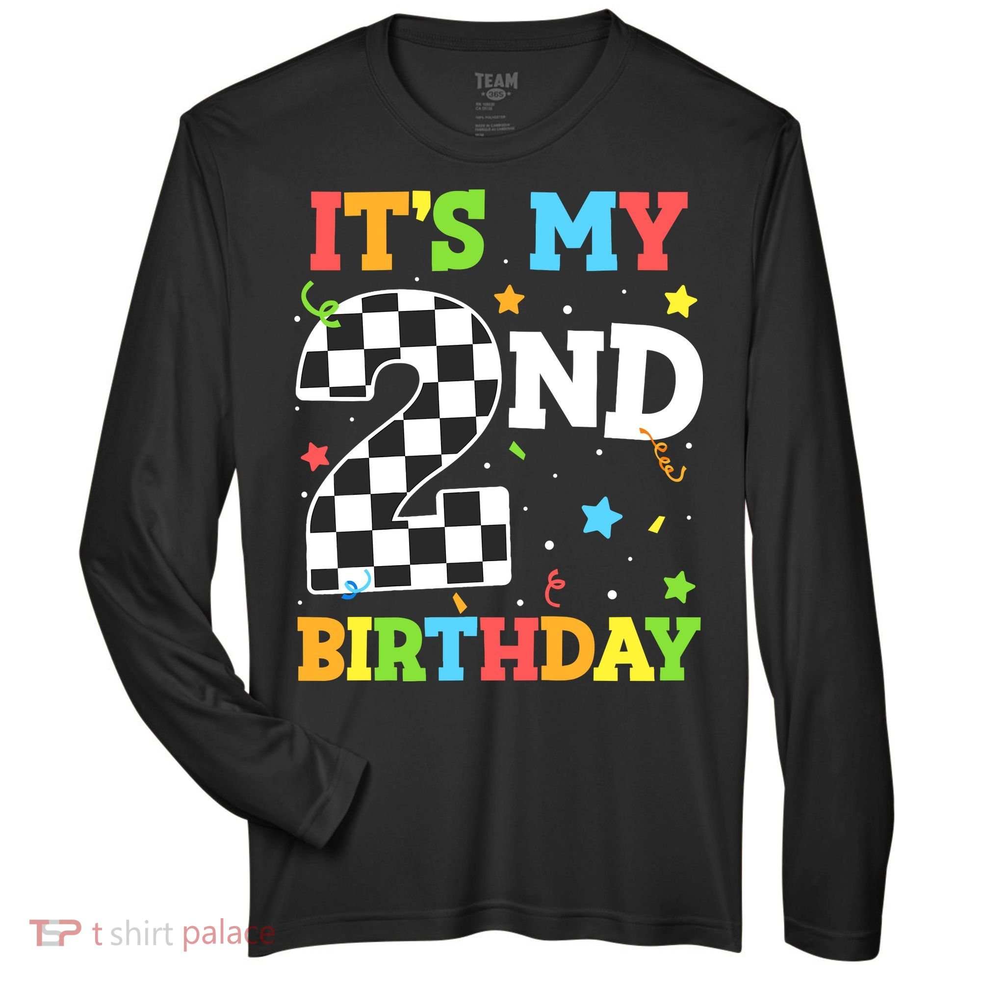 ItS My 2nd Birthday Boy 2 Two Racing Car Flag Race Car Zone Performance Long-Sleeve T-Shirt
